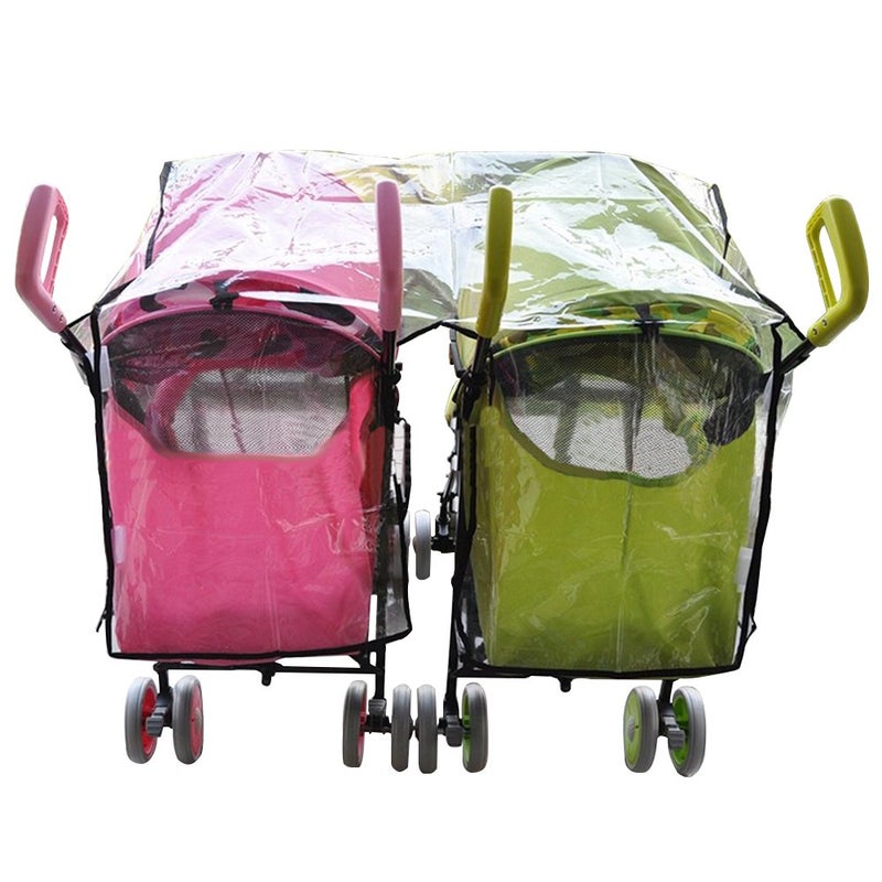 Vafon Aligle Twin Stroller Raincoat Universal Size Side by Side Stroller Weather Shield  Baby Rain Cover/Wind Shield - Image 4